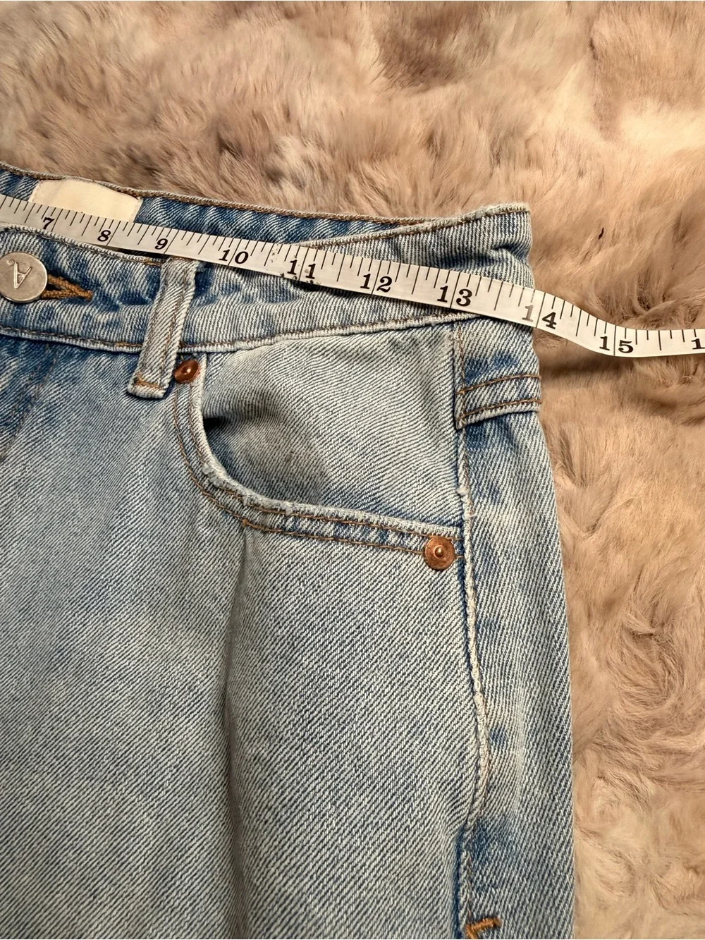 Abrand A 95 Mid Baggy Light Wash Distressed Wide Leg Denim Pants Womens Size 25